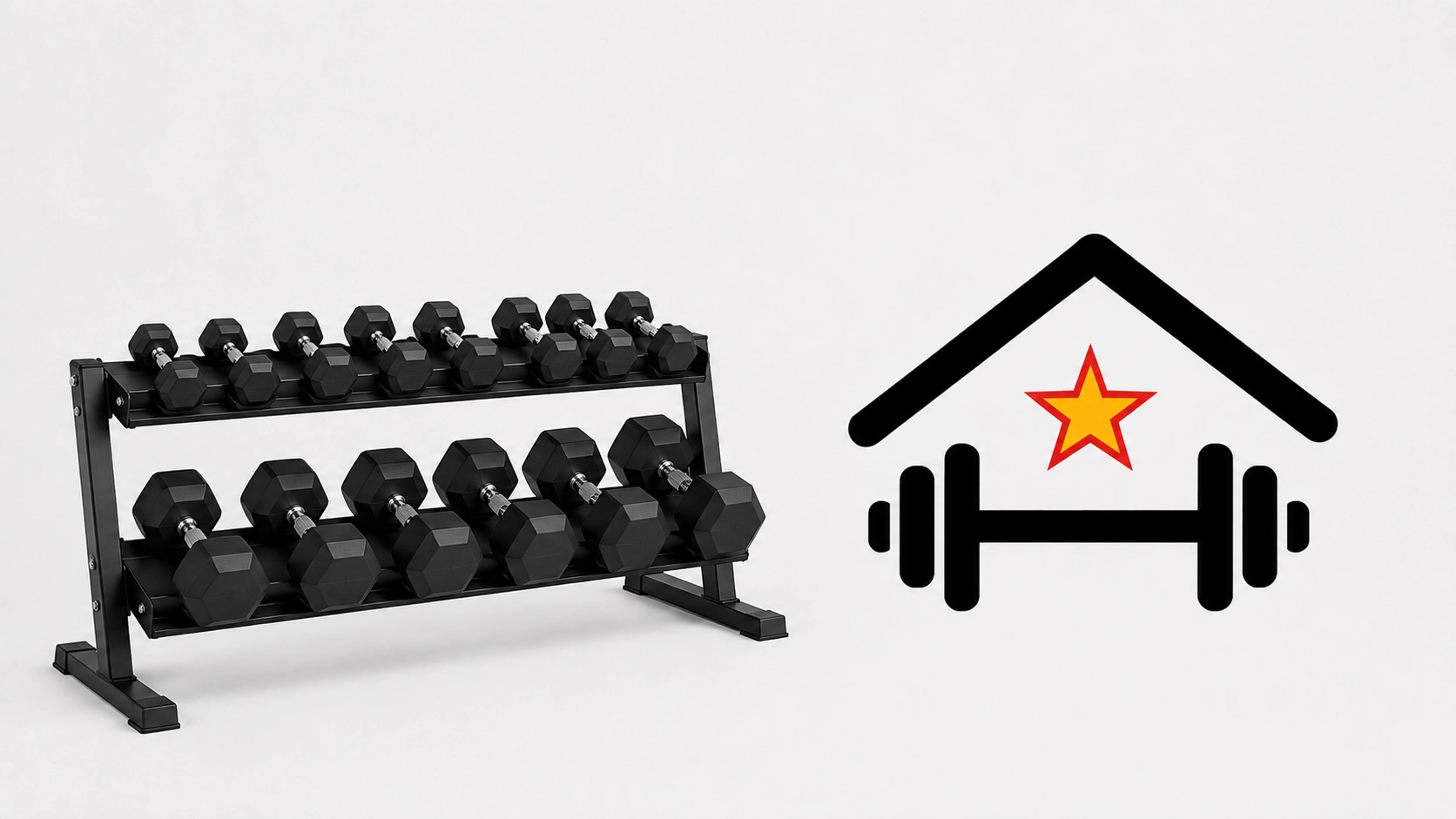 Complete hex dumbbell set with two-tier storage rack featuring multiple weight increments, ideal for progressive strength training and full-body workouts