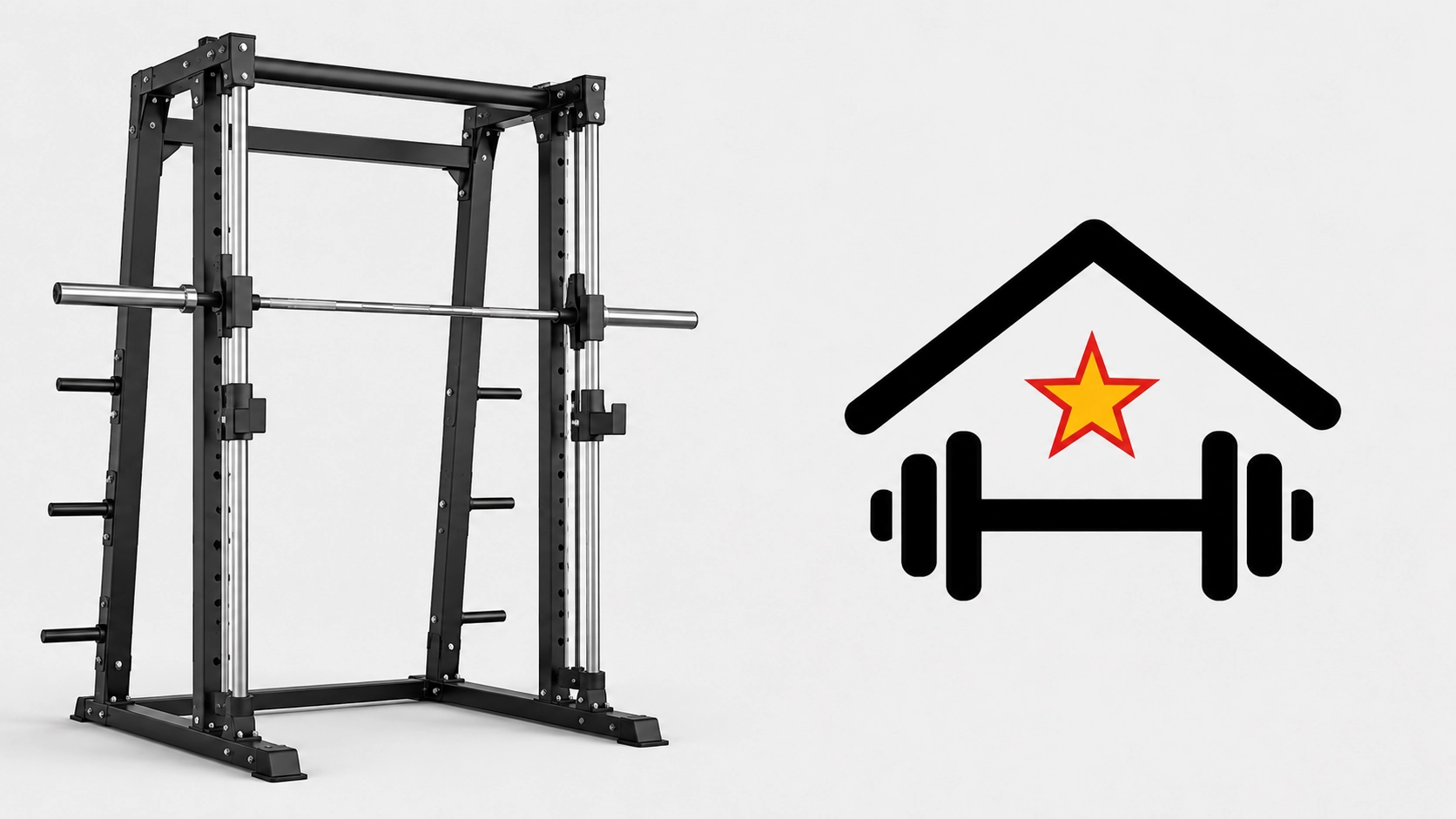 Smith Machine Professional Smith machine with guided barbell rails, dual weight racks, and safety catches for controlled strength training and compound exercises