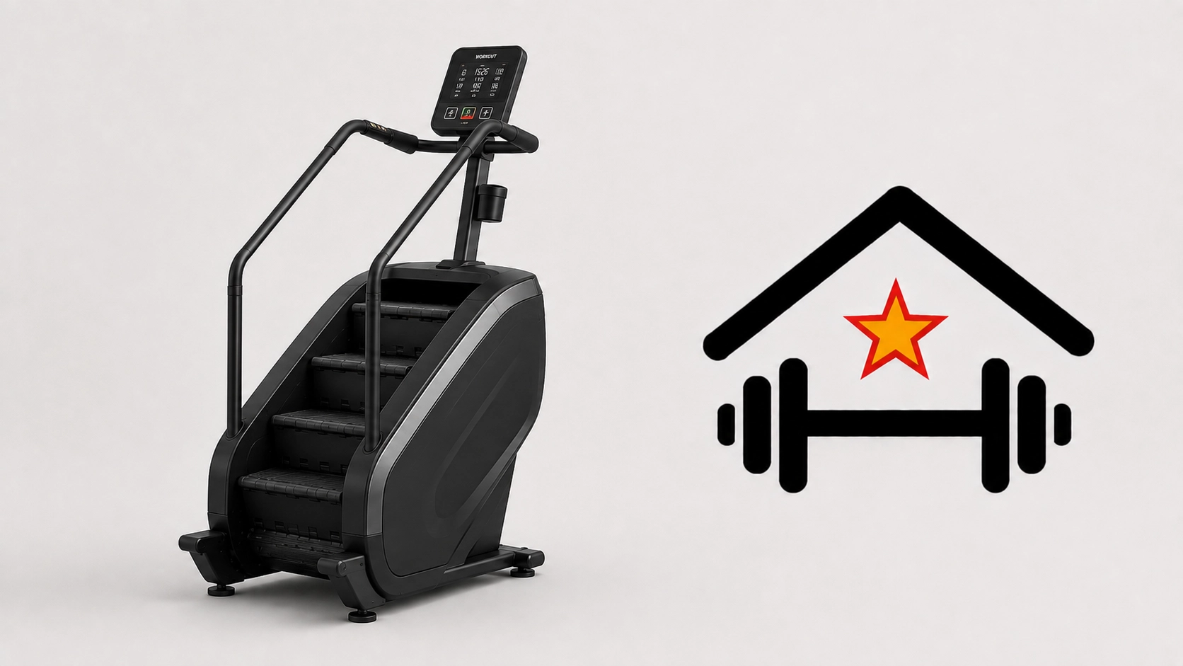 Commercial-grade stair climber with digital display console and handrails for controlled stepping cardio